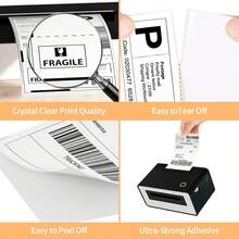 1 Stack Of 4-Inch X 6-Inch Direct Thermal Printer Labels, 500 Labels Per Stack. Folded For Thermal Printer Paper, Commercial-Grade Thermal Printer Stickers, Perforated Thermal Printer Labels. - 1 Stack Of 500 Sheets - View 7
