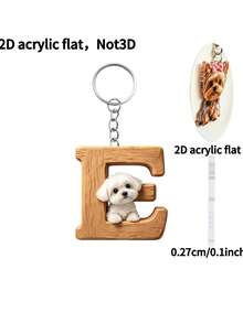 [2D Flat] 1PC 2D Acrylic Maltese Dog Letter Novelty Keychain For Women, Holiday Gift Decorative Key Pendant, Car Key Chain, Backpack Wallet Key Chain - Dog - View 12