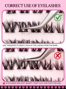 Asiteo 80pcs D Curl Self-Adhesive Single Cluster False Eyelashes 8-12mm Mixed Length, Natural Soft No Glue Needed, DIY Eyelash Extensions, Suitable For Beginners, Cute Cartoon Pet Style Segmented False Eyelashes, Eyelash Clusters - D - View 5