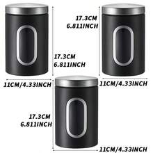 Myrothcane 3Pcs Airtight Stainless Steel Storage Canisters With Visible Window, Coffee Bean Tea Sugar Spice Sealed Jars, Countertop Kitchen Organizer Container Set - Multicolor - View 14