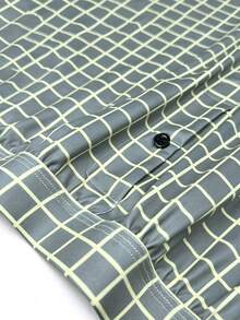 1piece Of Men Underwear, Soft And Comfortable Checkered Pattern Design Loose Corner Shorts, With Button Placket, Suitable For Daily Wear And Vacation - Multicolor - View 6