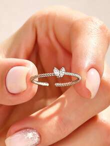 1pc S925 Sterling Silver Ins Style Heart Twisted Thin Ring, Minimalist Gentle Vibe Accessory For Women, Suitable For Commute And Date, Romantic Niche Gift For Best Friend And Girlfriend - Heart - View 4