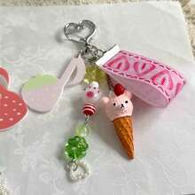 時尚獨特冰淇淋包飾吊飾鑰匙圈，旅行便攜輕量耐用，適合居家、戶外及日常使用 - 彩色 - 查看 6