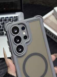 奢華半透明磨砂磁吸防震手機殼，適用於 Galaxy S26 S25 S24 Ultra Plus，支援無線充電，鏡頭保護防震背蓋 - 灰色 - 查看 4