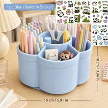 1pc 360° Rotating Pen Holder Storage Box, Suitable For School And Kindergarten Children's Desks, Divided Compartments For Organization - Multicolor - View 8