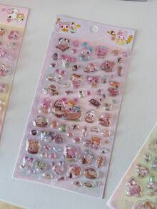 Miếng dán trang trí ốp điện thoại hình thỏ màu dễ thương, sticker sushi động vật Nhật Bản đính pha lê - màu sắc - Xem 12