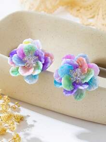 1 Pair Bohemian Style Acrylic Flower Pendant Earrings, Suitable For Women's Daily Summer Beach Vacation Outfits - Multicolor - View 2