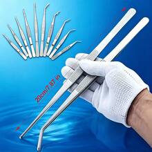 1pc/2pcs Stainless Steel Precision Tweezers, Straight & Curved Pointed Anti-Slip Serrated Tweezers, Aquarium Plant Jewelry Craft Lab Tool Set - Tweezers - View 6