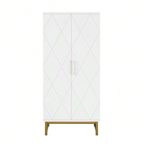 Kitchen Furniture, Storage Cabinets, Sideboards, Suitable For Small Dining Room Or Living Room Spaces, With Adjustable Shelves, White And Gold