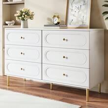 Chest Of Drawers In A Modern, Simple Style/Drawer Cabinet Made Of MDF And Chipboard/Large Chest Of Drawers With 6 Drawers, Versatile Uses/Suitable For Living Room And Bedroom - 白色 - 查看 5