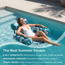 Inflatable Pool Float Chair With Backrest, Armrest Water Lounge Bed For Adults, Summer Swim Float - Blue - View 4