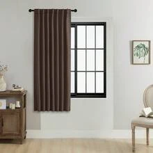 1 pieza/2 piezas Cortinas opacas de unicolor/Cortinas con bolsillo para barra/Cortinas con pestaña trasera/Cortinas con clip/Múltiples métodos de colgado/Cortinas opacas para habitación/Cortinas opacas con protección de privacidad y aislamiento térmico/Adecuadas para sala de estar, dormitorio, sala de estudio/Cortinas de color marrón oscuro - marron oscuro - Ver 26