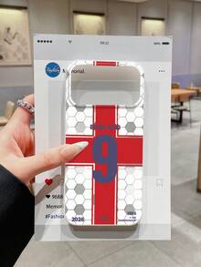 1 pieza Funda de teléfono con la Cruz de San Jorge #9 de la Selección Nacional de Inglaterra, Funda de teléfono de fútbol, Accesorio diario para fans de fútbol, Adecuado para temporada de partidos, Cumpleaños, Navidad, Acción de Gracias, Regreso a la escuela, Ocasiones con tema de la Copa del Mundo, Compatible con Funda de & Funda de Galaxy, Compatible con iPhone 17, Compatible con iPhone 17 Pro, Compatible con iPhone 17 Pro Max, Funda de teléfono, Accesorios de teléfono, - Blanco - Ver 3
