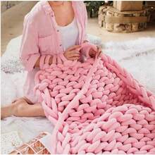 Cotton Polyester Super Chunky Arm Knitting Yarn 25m, Thick Hand Knitting Roving Yarn For DIY Blankets Scarves Sweaters - Pink - View 3