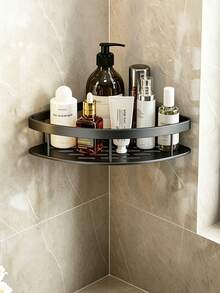 Estantería de ducha de esquina, estantería triangular de baño sin necesidad de perforar, estantería de almacenamiento montada en la pared para el inodoro y el tocador para champú, jabón y cosméticos - Multicolor - Ver 15