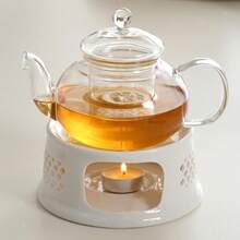 Ceramic Teapot Warmer Tea Pot Holder Tea Light Candle Holder For Heating - White - View 1