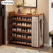 6-Tier Shoe Rack Free Standing Shoe Storage Organizer Shelf For Entryway Doorway Bedroom - Brown - View 5