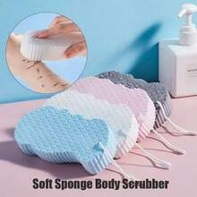 1/4 Piece Color-Random 3D Fish-Scale Design Bath Sponge Set, Gentle Exfoliation, Soft And Skin-Friendly, Three-Dimensional Cleaning Protects The Skin, Thoroughly Cleans And Exfoliates, Providing A Relaxing SPA Bathing Experience - Cleaner And Cleaner - View 1