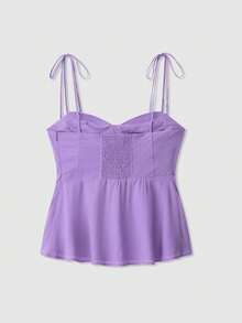 Women's Spaghetti Strap Ruffle Sleeveless Fashion Fitted Bustier Top Summer - Violet Purple - View 2