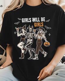 Camiseta Retro de Bruja, Divertida, para Chicas, Estilo Gráfico Moderno, Ligera, Adecuada para el Verano, playeras, blusas elegantes dama, ropa niño, ropa de hombre - Negro - Ver 1