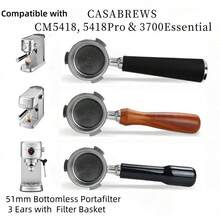 Bottomless Portafilter 51mm Compatible With CASABREWS CM5418, 5418Pro & 3700Essential - Stainless Steel 3-Ear Portafilter With Filter Basket - Multicolor - View 1