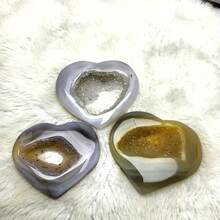 1件天然條紋瑪瑙晶洞心形裝飾品,適合居家裝飾,送給親友的生日禮物,精美收藏品 - 彩色 - 查看 4