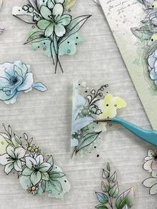1 Pack 20pcs Matte Watercolor Floral Stickers, Vintage Journal DIY Collage Material For Diary - Flowers In a Dream - View 3