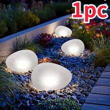 1pc Solar Powered Rock Shaped LED Light, Automatic On/Off No Wiring Required Spherical Atmosphere Light, Indoor/Outdoor Decorative Light, Suitable For Garden Path Patio Tabletop, Christmas Halloween Holiday Decoration - Stone Lamp - View 12