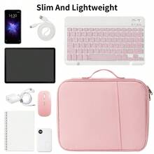 DANYCASE Funda para tableta de 11-13.3 pulgadas, compatible con Air Pro de 11ª/10ª generación, con asa y bolsillo, estilo maletín, bolsa de almacenamiento portátil con cremallera, funda protectora a prueba de golpes - Rosa - Ver 6