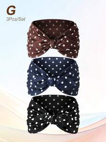3 pièces Bandeau ultra large à pois et nœud, accessoire de cheveux élégant et décontracté pour femme - Multicolore - Voir 8