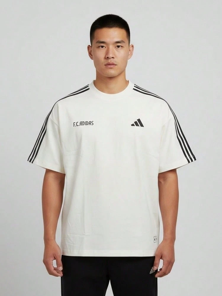 Adidas 男士 ST KN SS JSY 短袖針織無領 T-Shirt TKX2823 - 米色 - 查看 1