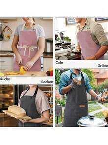 Adjustable Bib Apron, Waterproof & Oil-Resistant, Wear-Resistant, With Pockets, Soft Chef Apron, Unisex, Suitable For Home Cooking, Baking, Grilling, DIY Projects, Kitchen, Coffee Bar, Kitchen Essentials, Room Kitchen Decor, Wedding - Multicolor - View 10