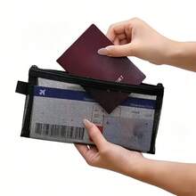 1pc Mesh Document Organizer Bag, Travel Passport Holder, Transparent Mesh Passport Sleeve, Portable ID Card & Boarding Pass Holder For Travel, Multi-Color Travel Accessory - Multicolor - View 13