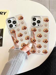 1pc Personalized Paw Print Pattern Customized Pet Design Anti-Hair Shedding Electroplated Shiny Rhinestone Minimalist Phone Case, Compatible With IPhone 17/Air/17pro/17promax/16/15/14/13/12/11 And Other Models, Suitable As A Gift For Friends And Others - Silver - View 6