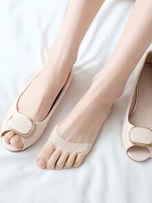Comfortable Women Breathable Toe Leg Warmers With Five-Hole Toe Separators To Prevent Friction Sweat-Wicking Anti-Slip Insoles For Office Lady Dancers And Commuters Invisible Half-Toe Leg Ideal For Outdoor Walk Wedding Party Daily Wear - Multicolor - View 7