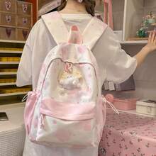 LECEY Mochila de gran capacidad para estudiantes de secundaria, preparatoria y universidad para mujeres - Rosa - Ver 1