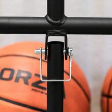 Wall Mounted Sports Ball Holder, 6-Ball Vertical Storage Rack For Garage Basketball And Soccer Ball Organizer - Black - View 5
