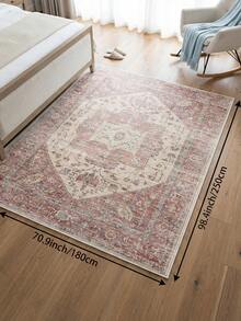 1pc Persian Floral Rosewood Color Living Room Rug. Suitable For Kitchen, Dining Room, Bedroom, Room Holiday Decoration, Indoor/Outdoor, Office, Lobby, Anti-Slip Door Mat, Bathroom Rug, Hallway, Study Gaming Area Rug. - Redwood - View 15