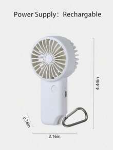 MEET SUN 1件裝可充電式500mAh鋰電池迷你小風扇，3段風速可調，便攜手持式，附USB充電線與登山扣 - 白色 - 查看 5
