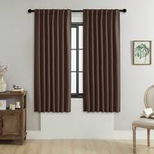 1 pieza/2 piezas Cortinas opacas de unicolor/Cortinas con bolsillo para barra/Cortinas con pestaña trasera/Cortinas con clip/Múltiples métodos de colgado/Cortinas opacas para habitación/Cortinas opacas con protección de privacidad y aislamiento térmico/Adecuadas para sala de estar, dormitorio, sala de estudio/Cortinas de color marrón oscuro - marron oscuro - Ver 22