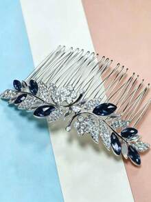 1 Diamant besetzter Legierung Seitenkamm Haarkamm, geeignet für Brauthochzeiten, tägliches Styling, Partys, Bankette und andere Anlässe als Haaraccessoire - Silber - View 3