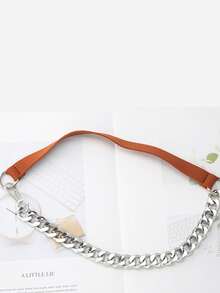 1pc Women's Multi-Color Waist Belt, Fashionable Vintage Suit Elastic Chain Waist Belt, Design Metal Chain Detachable Belt - A - View 11