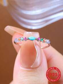 Nhẫn mắt kim cương nhiều màu bạc Sterling 925, trang sức tinh tế sang trọng thanh lịch - Nhiều màu - Xem 1