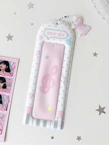 1pc Sweet Girl Cute Music Note Life 4-Grid Card Holder Student Transparent Hollow Display Pendant Photo Card Holder, Cute Eye-Catching Backpack Anti-Lost Charm - Note - View 11
