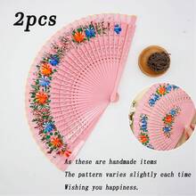 Random Pattern Fan, Spanish Classical Double Sided Painted Wooden , Fans Hand Fan, Vintage Handmade Bamboo Tassel Folding, Double Sided Painted Wooden Dance Hollowed Out Home Decoration Crafts, Elegant Gift For Women, Wedding, Cheongsam Performance - Multiple Styles - View 17
