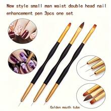 3pcs Professional Nail Art Brush Set - 3D Gel Pen, Acrylic Pen, Gel Nail Polish Nail Art Design Pen Painting Tool, Striped Nail Art Brush, Used For Drawing Long Lines, Nail Gel Brush, Nail Art Brush, Suitable For Home Nail Salon - Multicolor - View 4