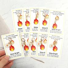 5pcs Cartoon Minimalist Flame Keychains With Positive Encouragement Greeting Cards, Perfect Gift For Friends And Family, Inspirational Gift, Shine Bright, Go Ignite The World, You Are Amazing, Gift For Friends Who Need Encouragement - Multicolor - View 3