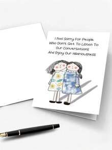 OBOVAY 1pc Funny Friendship Birthday Card, Suitable For Best Friend, Cartoon Design, Perfect Birthday Gift For Close Friends And Sisters, Also Great For Any Gifting Occasion, Comes With Envelope - A - View 7