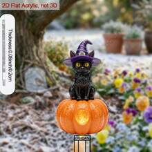 2D Flat - [2D Flat]1pc 2D Flat Acrylic Black Cat & Pumpkin Pattern Garden Stake, Halloween Holiday - Themed Decoration, With Stake Base, Easy To Insert, Perfect For Home, Backyard, Lawn, Outdoor Seasonal Display - A - View 4