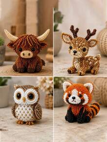 1 Set Beaded Embroidery Kit, 2026 Highland Cow Animal Beaded Handmade Set, Handmade Beaded Art Mosaic Kit, Includes Highland Cow, Skull, Bird Patterns, Suitable For Adults, Teens And Beginners DIY Projects, Stress Relief Creative Handmade Decoration Gift, Halloween, Christmas Gift - Multiple Colors - View 10
